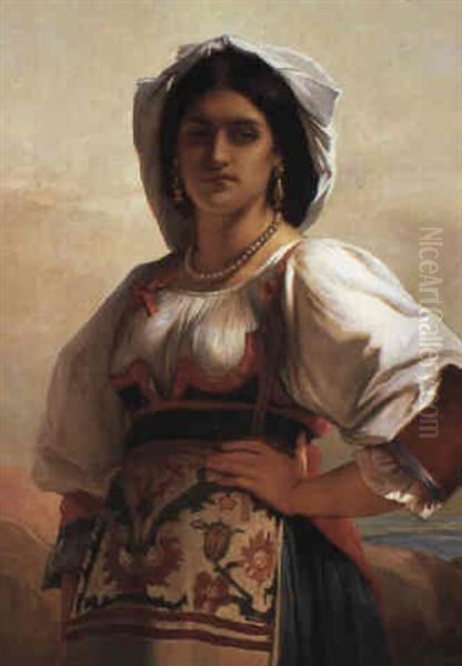 Jeune Italienne Oil Painting by Jean-Francois Portaels