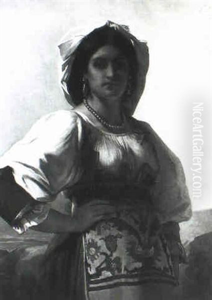 Portrait De Jeune Italienne by Jean-Francois Portaels