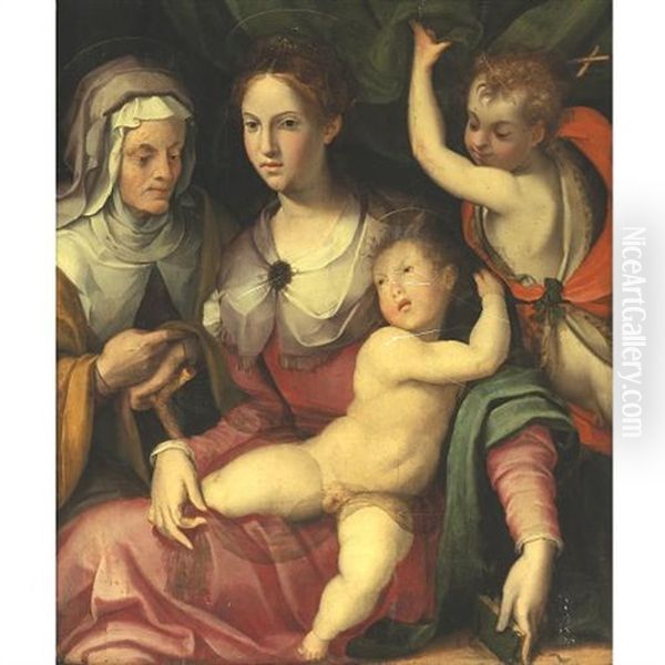 Madonna And Child With St. John The Baptist And St. Anne by Carlo Portelli