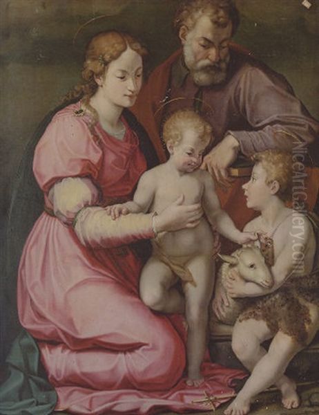 The Holy Family With The Infant Saint John The Baptist Oil Painting by Carlo Portelli