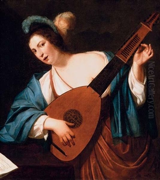 The Lute Player Oil Painting by Lumen Portengen