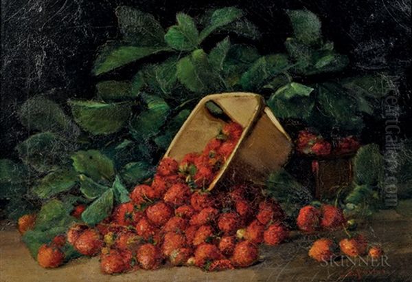 Strawberries Spilling From An Overturned Carton Oil Painting by Charles Porter