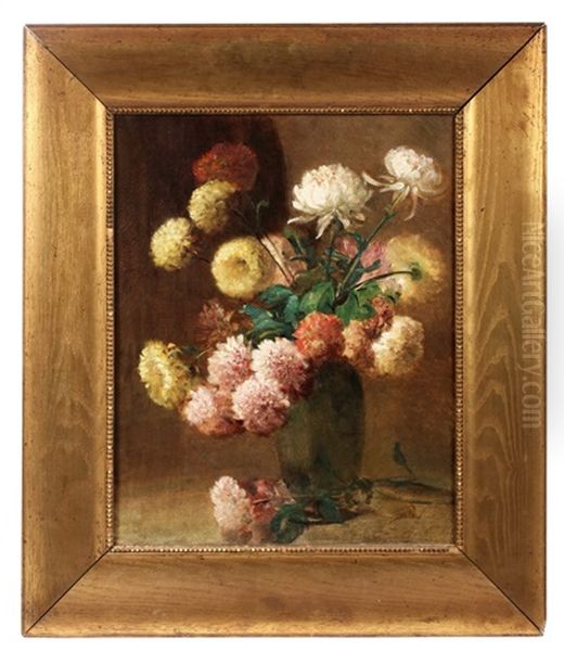 A Vase Of Mums Oil Painting by Charles Porter