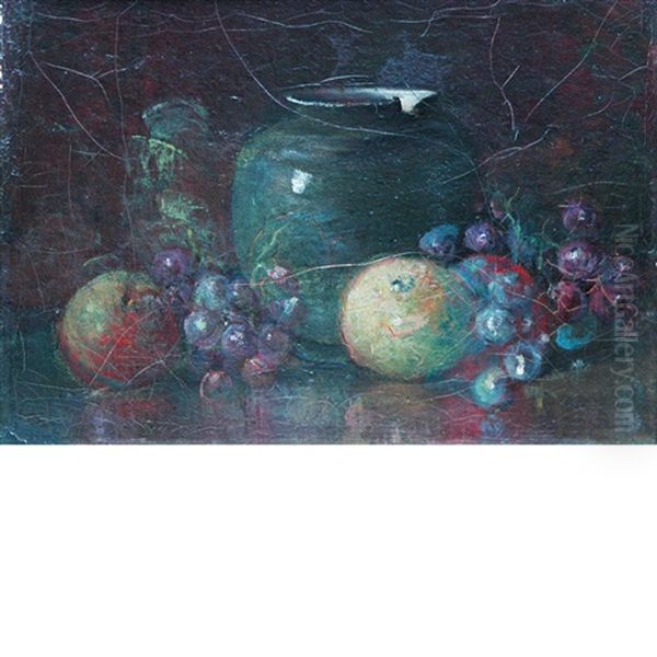 Still Life With Broken Crock And Fruit by Charles Porter