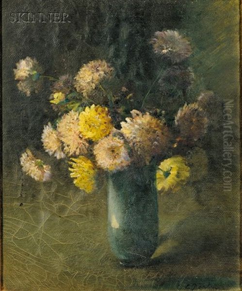 Bouquet Of Mums Oil Painting by Charles Porter