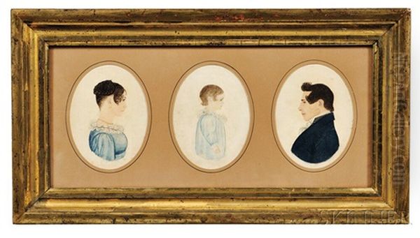 Miniature Profile Portraits Of Three Members Of The Hardwick Family: Sarah Pec Oil Painting by Rufus Porter