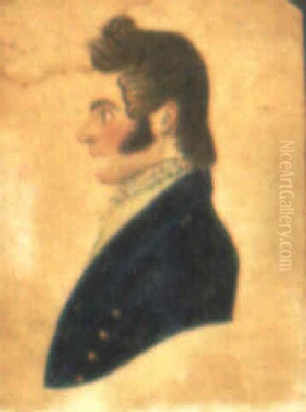 Miniature Of A Dark-haired Gentleman by Rufus Porter