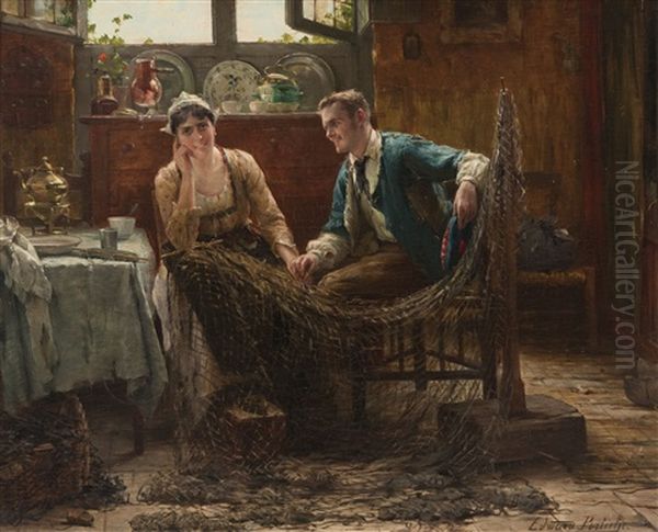 The Lovers Oil Painting by Edward Antoon Portielje