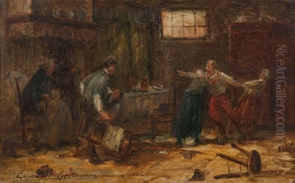 Les Deux Freres Oil Painting by Edward Antoon Portielje