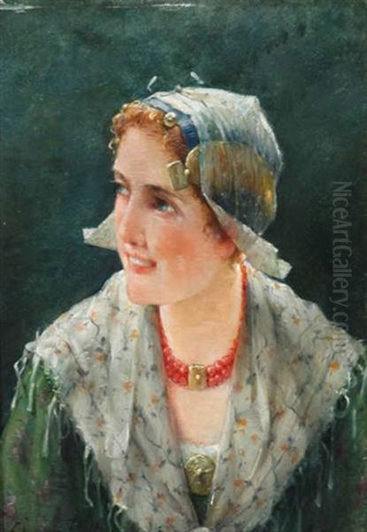 Portrait Of A Zeeland Woman Oil Painting by Edward Antoon Portielje