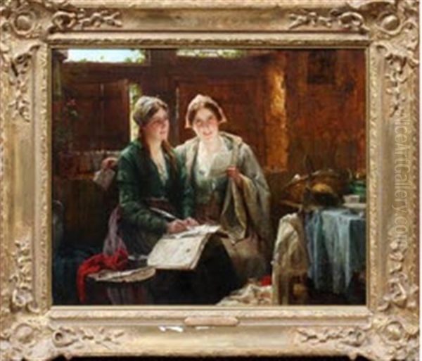 Regardant Par La Fenetre Oil Painting by Edward Antoon Portielje