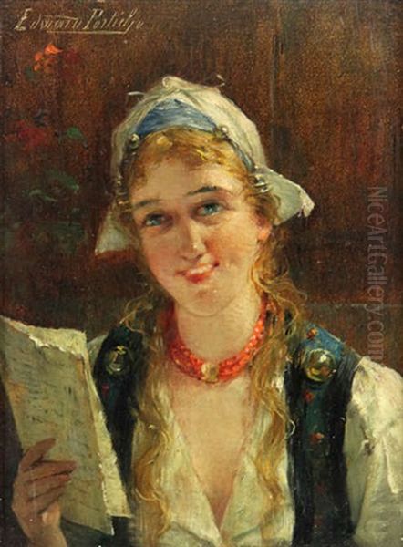 Portrait D'une Fille Zelandaise Oil Painting by Edward Antoon Portielje