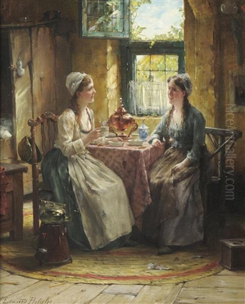 Teatime Oil Painting by Edward Antoon Portielje