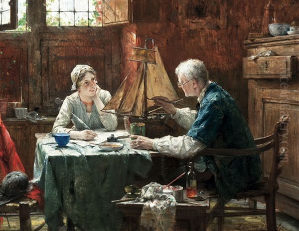 Le Maquettiste Oil Painting by Edward Antoon Portielje