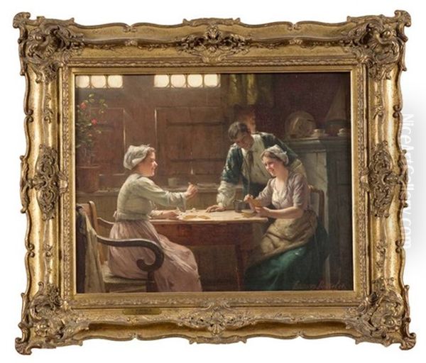 La Partie De Carte Oil Painting by Edward Antoon Portielje