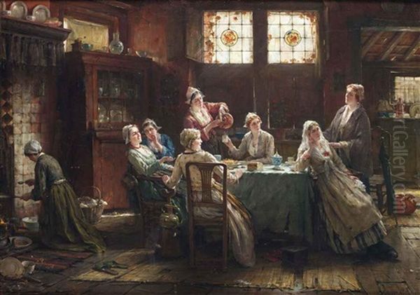 The Tea Break Oil Painting by Edward Antoon Portielje