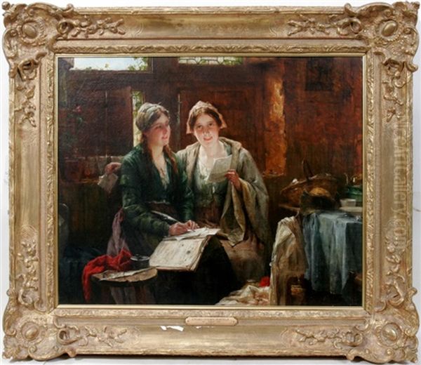 Regardant Par La Fenetre Oil Painting by Edward Antoon Portielje