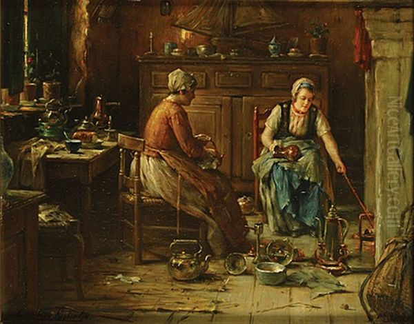 De Koperpoets Oil Painting by Edward Antoon Portielje