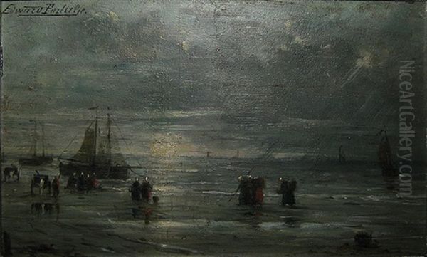 Strandgezicht Oil Painting by Edward Antoon Portielje