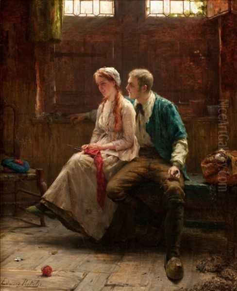 Gentle Persuasion Oil Painting by Edward Antoon Portielje