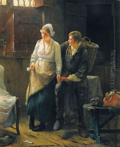 De Geliefden Oil Painting by Edward Antoon Portielje