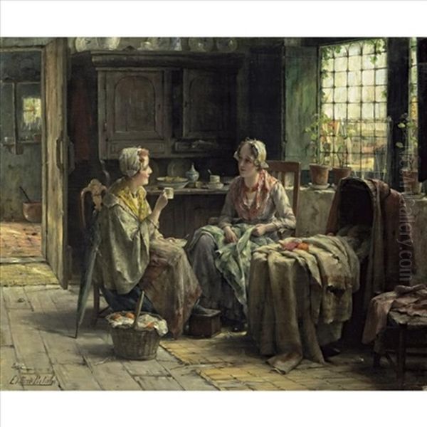 By The Cradle Oil Painting by Edward Antoon Portielje