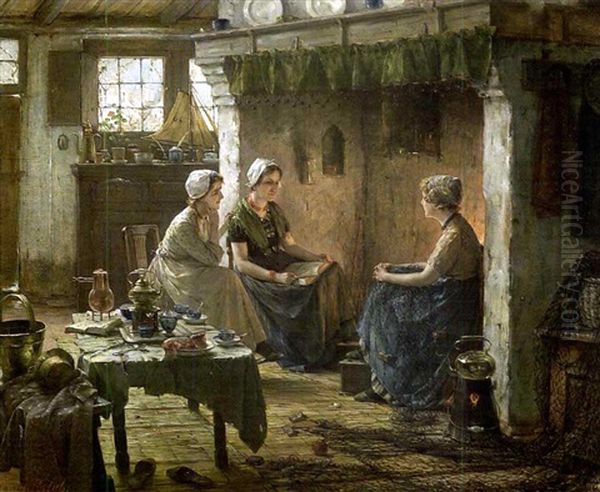 Zelandaises Dans Un Interieur Oil Painting by Edward Antoon Portielje