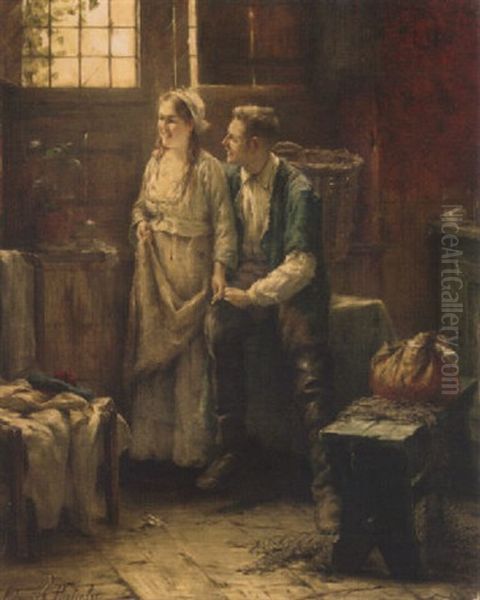 Abschiedsszene Oil Painting by Edward Antoon Portielje