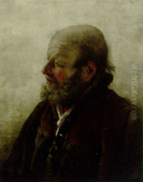 Portrait Of A Fisher Man Oil Painting by Edward Antoon Portielje