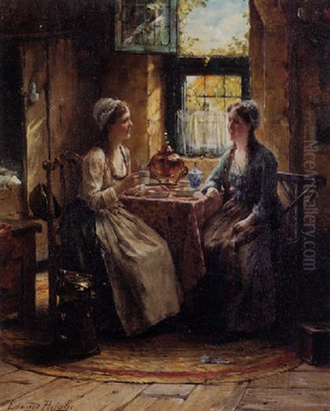 Tea Time Oil Painting by Edward Antoon Portielje