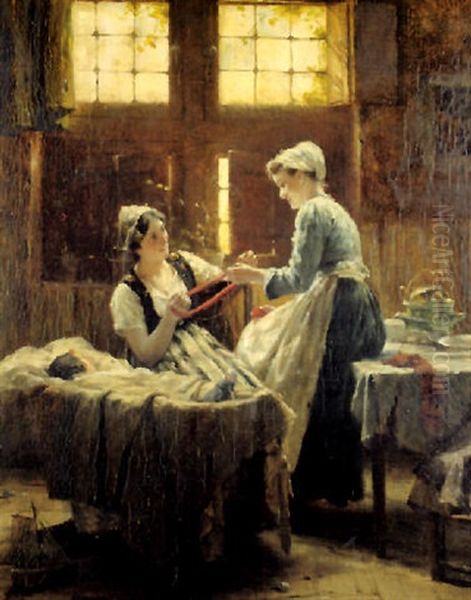 Happy Days Oil Painting by Edward Antoon Portielje