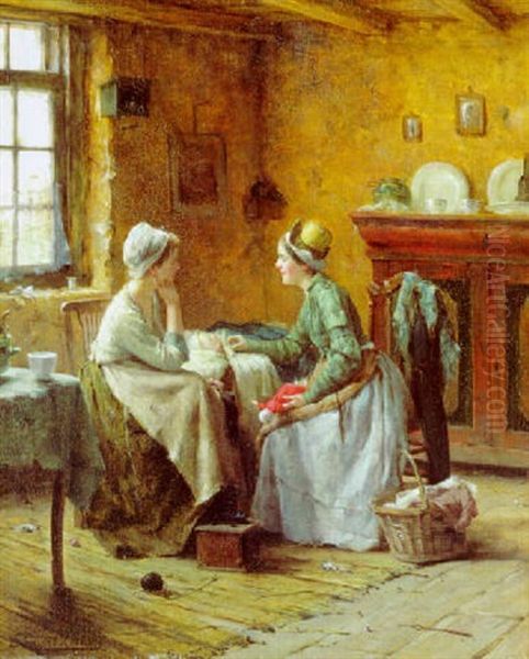 Het Bezoek Oil Painting by Edward Antoon Portielje