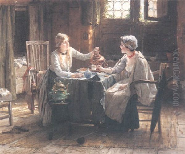 Teatime Oil Painting by Edward Antoon Portielje