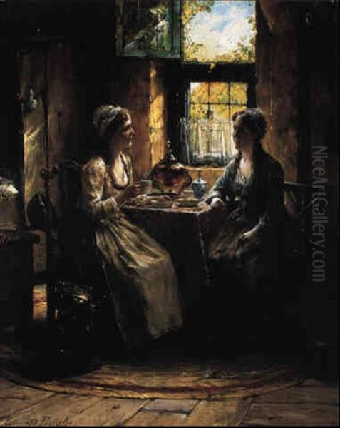 The Country Tea Oil Painting by Edward Antoon Portielje