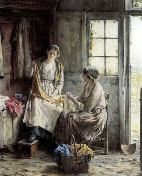 The Favorite Shawl Oil Painting by Edward Antoon Portielje