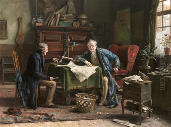 At The Notary's Office Oil Painting by Gerard Jozef Portielje