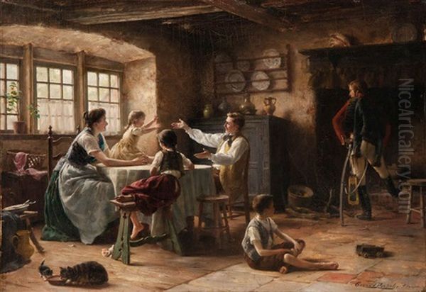 De Thuiskomst Oil Painting by Gerard Jozef Portielje