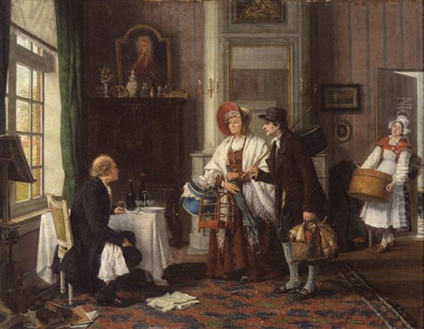 The Unexpected Departure (1877) Oil Painting by Gerard Jozef Portielje