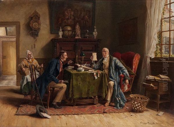 La Lettre Oil Painting by Gerard Jozef Portielje