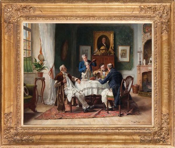 Le Diner Oil Painting by Gerard Jozef Portielje