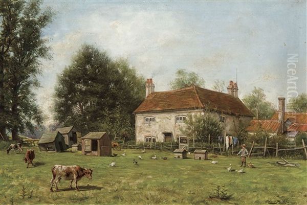 Paysage Avec Ferme Et Betail Oil Painting by Gerard Jozef Portielje