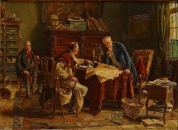 De Discussie Bij De Notaris Oil Painting by Gerard Jozef Portielje