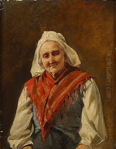 Portret Van Een Oude Vrouw Oil Painting by Gerard Jozef Portielje