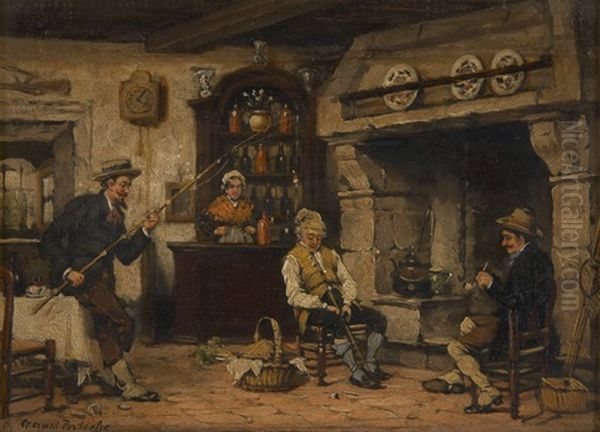 Les Pecheurs En Goguette (sketch) Oil Painting by Gerard Jozef Portielje