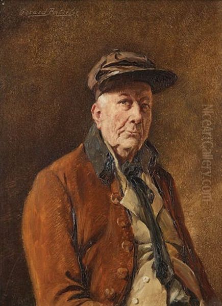 Vieil Homme A La Casquette (chevalier?) Oil Painting by Gerard Jozef Portielje