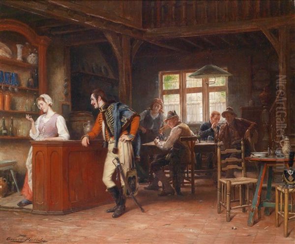 Eine Angeregte Unterhaltung Oil Painting by Gerard Jozef Portielje