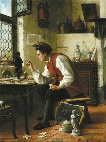 Le Retoucheur Oil Painting by Gerard Jozef Portielje