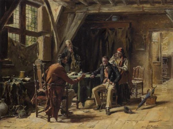 La Visite Du Notable Oil Painting by Gerard Jozef Portielje