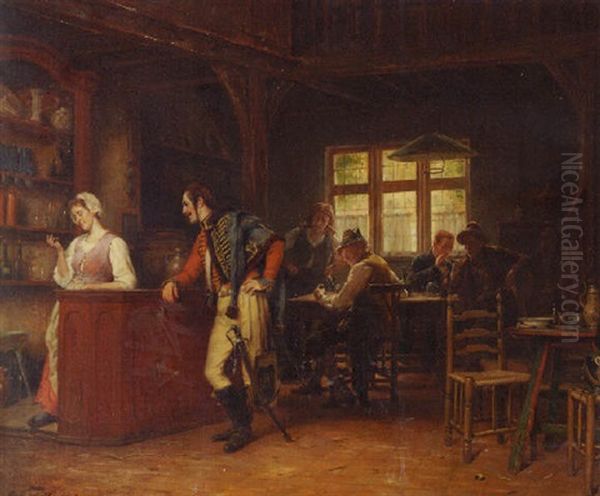 The Flirtation Oil Painting by Gerard Jozef Portielje