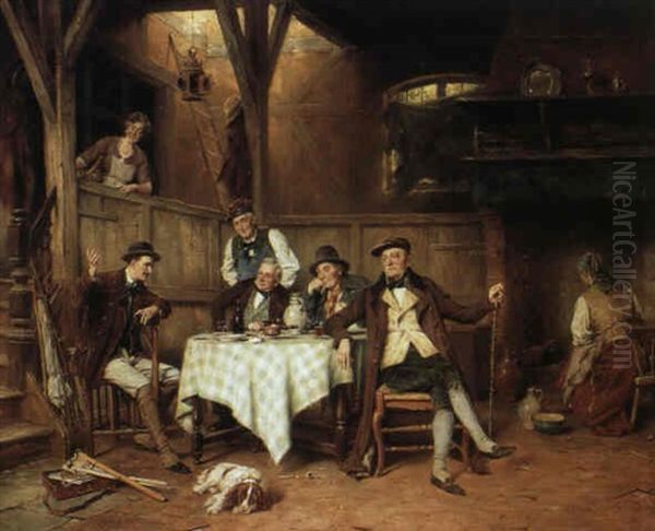 Le Recit De L'artiste-peintre Au Cafe Oil Painting by Gerard Jozef Portielje